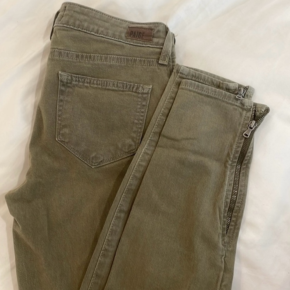 Paige low-rise skinny cropped jeans, women, size 26, olive